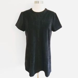 Hazel | Dark Black Braided Center Shift Dress